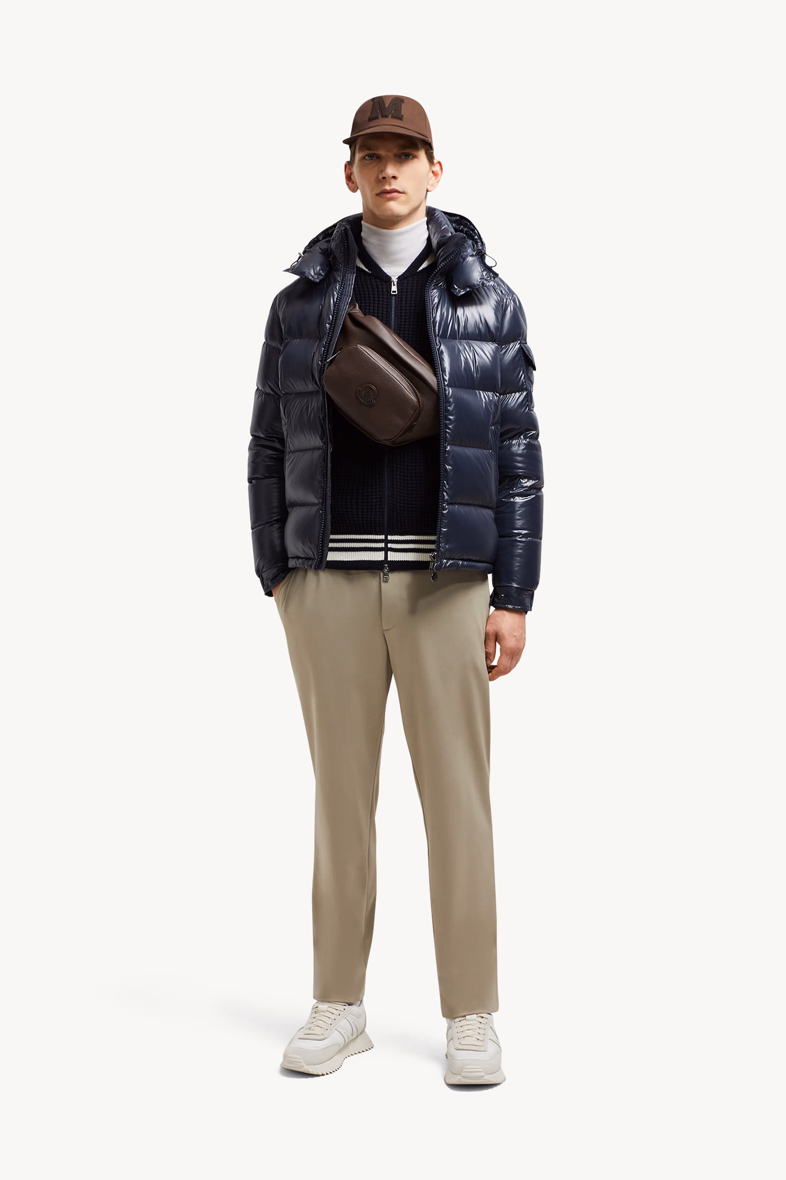 Moncler Maya Hooded Short Down Jacket Men Navy Blue Moncler 0